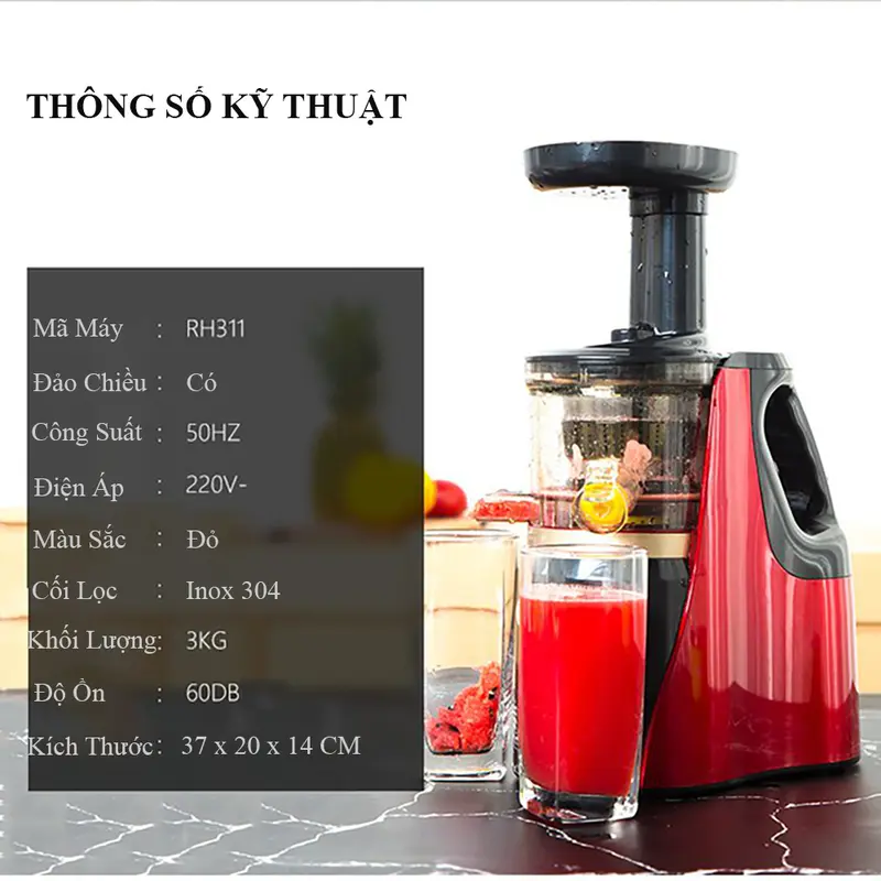 Máy ép trái cây máy ép chậm giữ nguyên các dưỡng chất và vitamin tách kiệt 98,9% nước khỏi bã. Bảo hành 2 năm toàn quốc, đổi mới 7 ngày nếu lỗi. 2