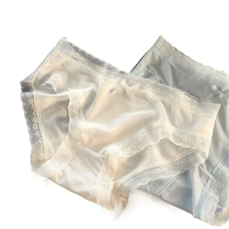 UndergarmentsUltra Thin Creamy Girl Panty Spring Summer Ice Silk Mid Rise Lace