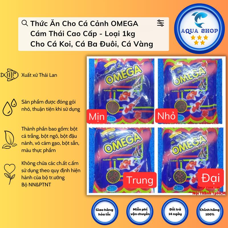 Thức Ăn Cho Cá Cảnh Cám Thái Cao Cấp OMEGA 1kg Cho Cá Koi, Cá Ba Đuôi, Cá Vàng