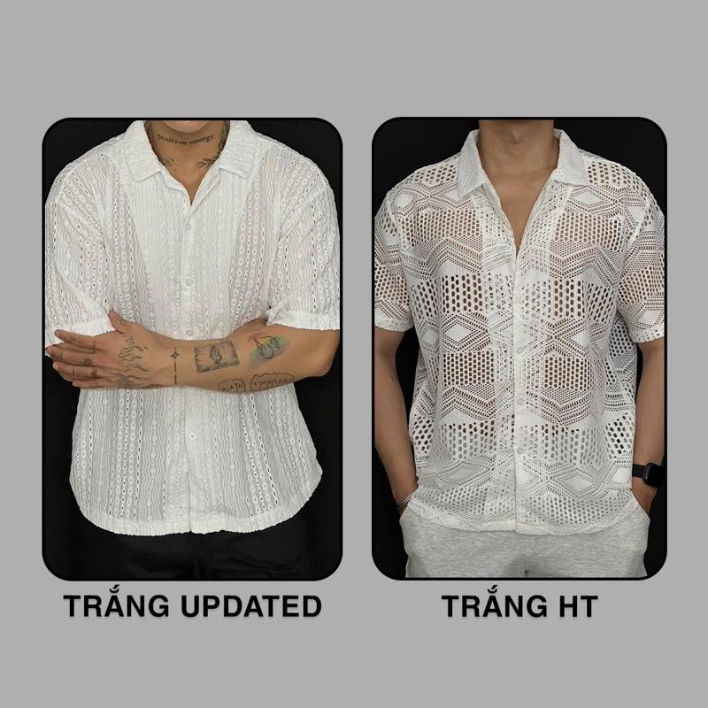 - Áo sơ mi lưới nam form regular - slim fit - sợi dệt cotton -  chuẩn form - thoáng mát Nam Menswear Cổ Tròn Có Cổ