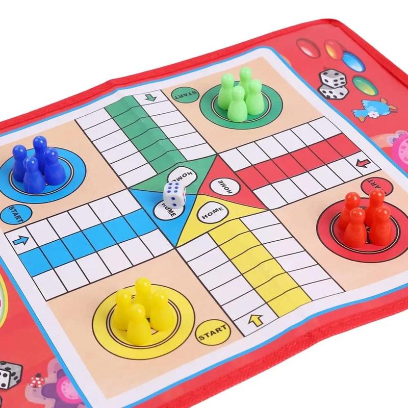 Product Introduction of Hot 1 Set Snake Ladder Educational Kids Children Toys Interesting Board Game Set Portable Flying Chess Board Family Board Game 18