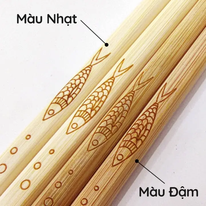 Set 10 Đôi Đũa Gỗ Tre Khắc Họa Tiết Đẹp Mắt   dùng trong nhà bếp cặp đồ ăn bạc đũa  đen nĩa 2 nhôm 2