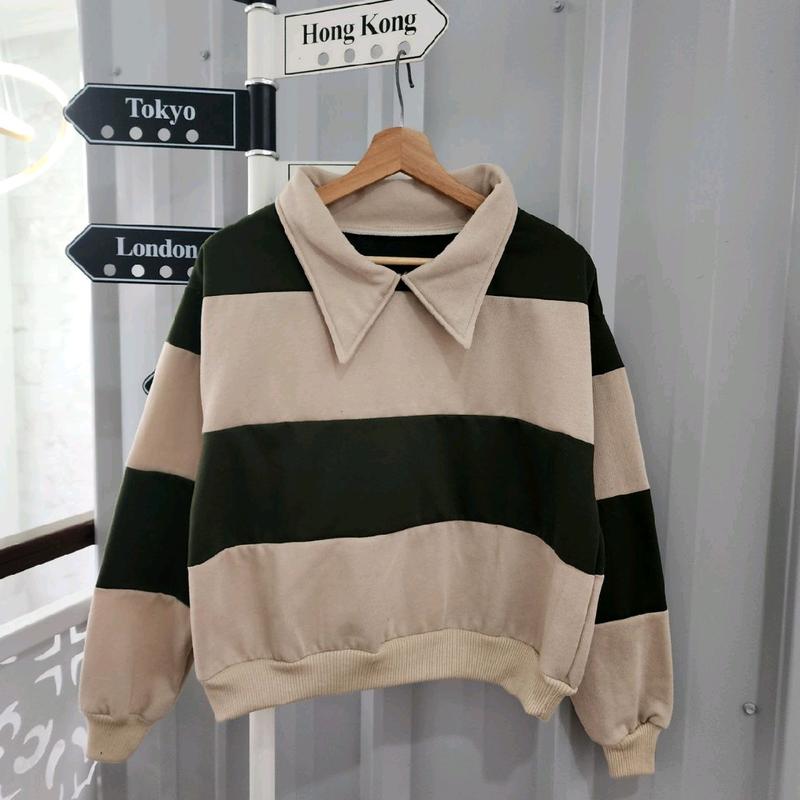 SWEATER KERAH BELANG WANITA OVERSIZE - SWEATER COLLAR KOREAN STYLE- CREWNECK WANITA OVERSIZE 6