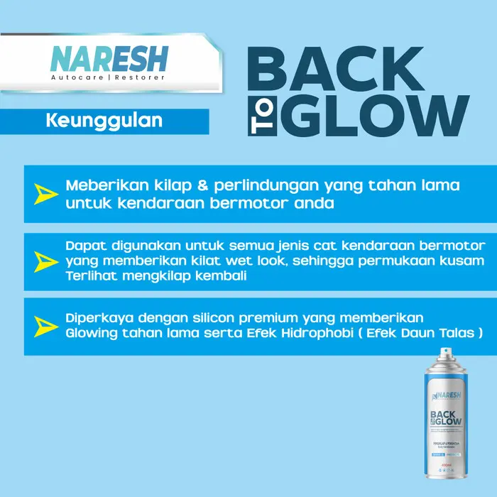 NARESH Restorer Pengkilap & Penghitam Body Motor dan Mobil Premium 400ml - Melindungi dan Mengkilapkan Body Motor Sehingga Berkilau Kembali dengan Formula Silicone Premium 3