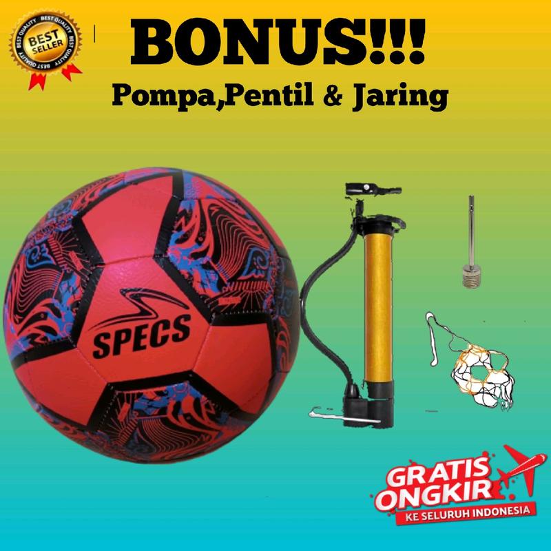 Paket Lengkap Bola Sepak Outdoor Size 5 dengan Bonus Pompa & Pentil Ball / Bola  Kaki No 5 Bahan Tebal 2