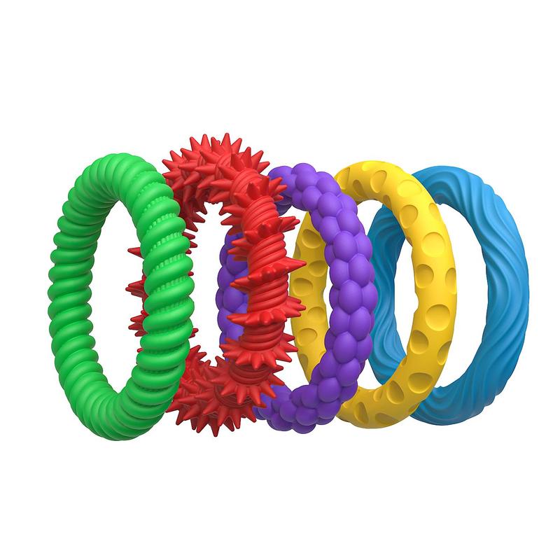 Product Introduction of Silicone Texture Decompression Toy, 5 Counts/set Colorful Fidget Toys, Sensory Texture Bracelet, Stress Relief Toy for Kids & Adults 8