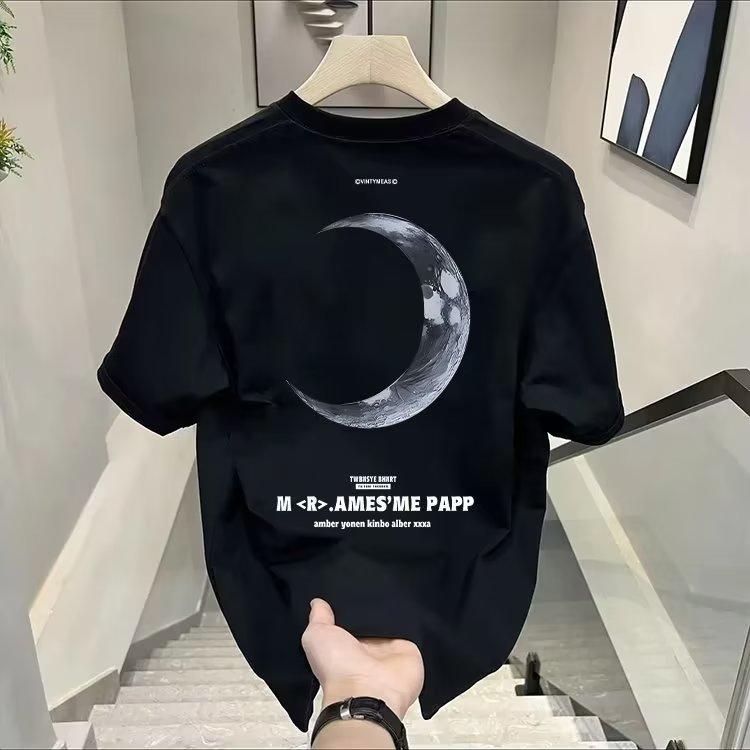 Product Introduction of 2024 Summer New Loose T-Shirt Trendy Printed Boys' Fashion Trendy Couple Comfortable Half Sleeve T-Shirt Casual Men'S Style Fabric Menswear Polyester Streetwear Top 13