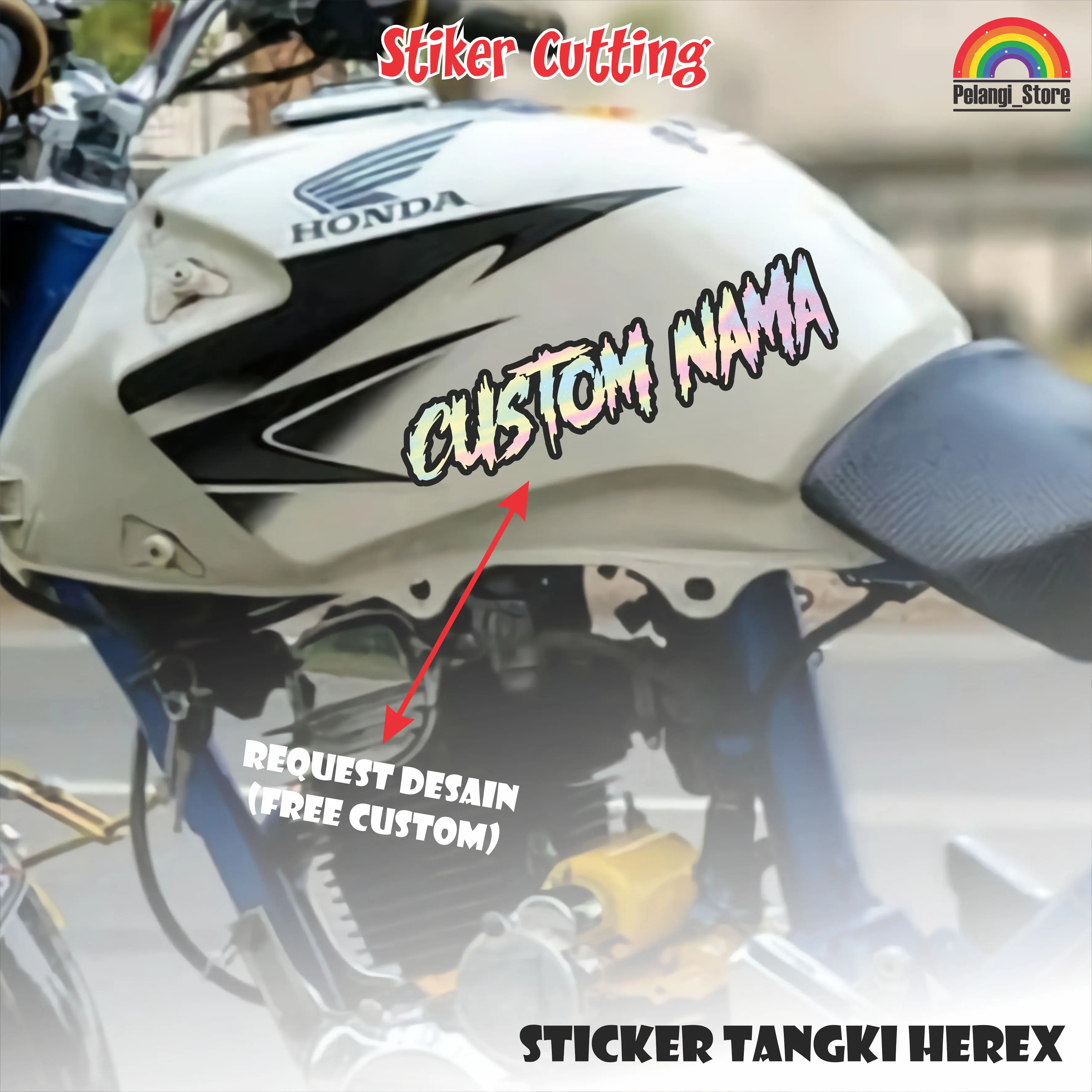 Sticker stiker cutting tangki herex hologram dan hologram list hitam ...
