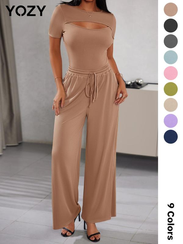 Plus Size Casual Solid Asymmetrical O Neck Short Sleeve Two Pieces(9 Colors) Plus Size Casual Solid Asymmetrical O Neck Short Sleeve Two Pieces(9 Colors)