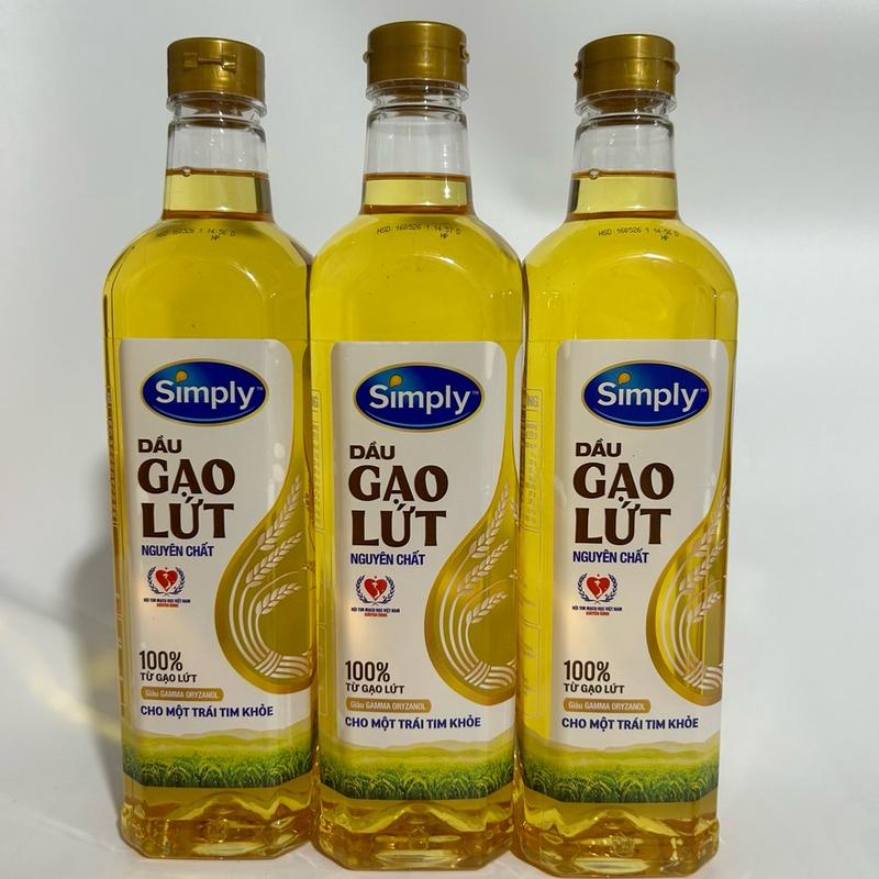 Dầu Gạo Lứt Simly - 3 chai 1 lít- Dầu Gạo Lứt- ĐTT Dầu Ăn