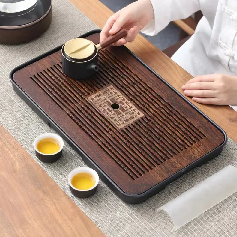 Khay trà tre đựng ấm chén cao cấp 3