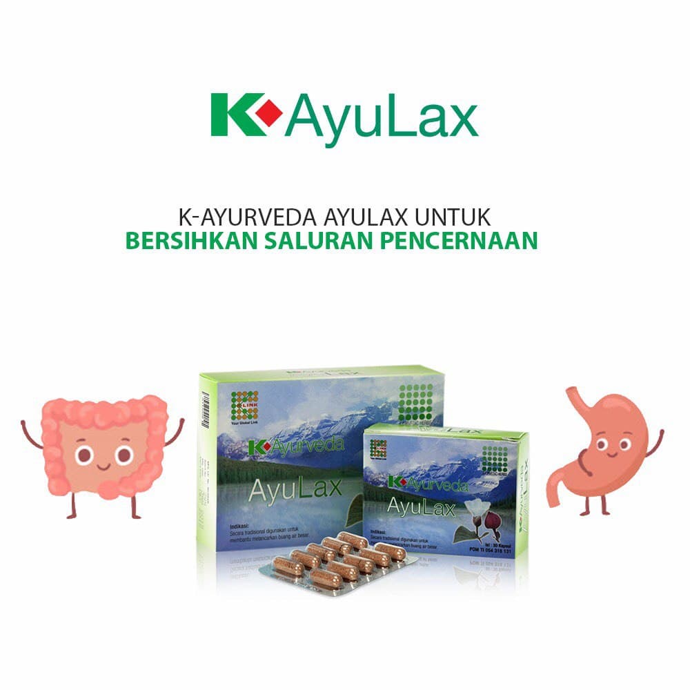 K-Ayurveda AyuLax Original Halal BPOM 1 Box isi 30 Kapsul & 60 Kapsul Ayu Lax Sembelit & Susah BAB Attauri Official Store K Link Official Store