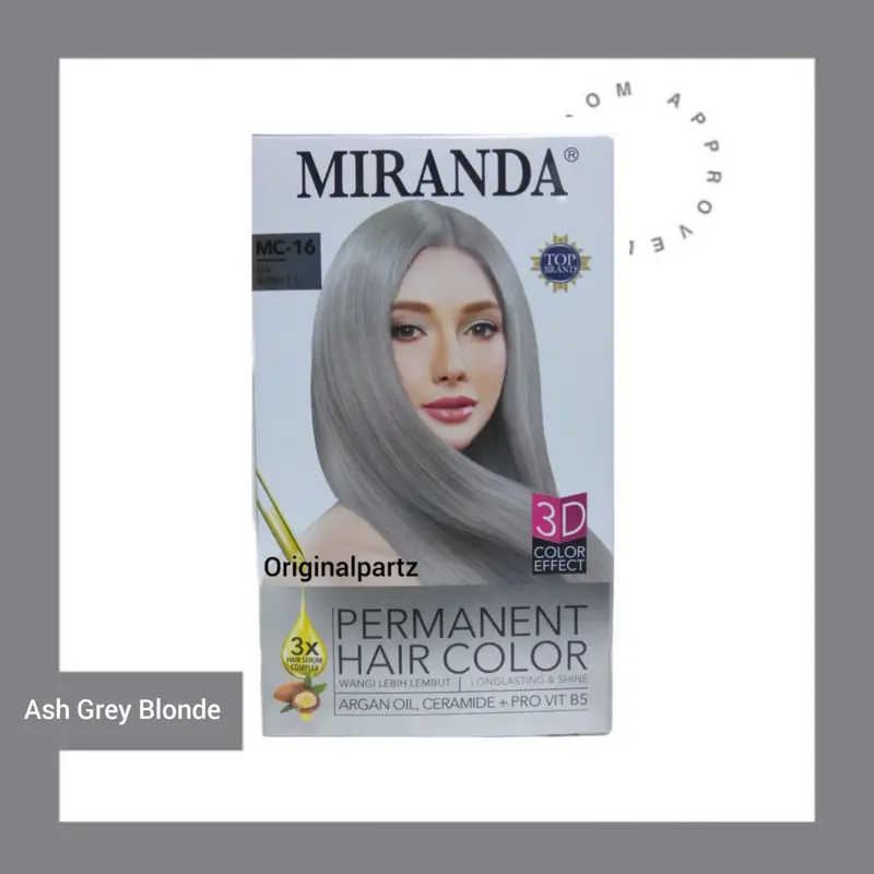 MIRANDA Hair Color Cat Rambut Abu Pewarna Rambut Ash Grey Blonde MC-16 1