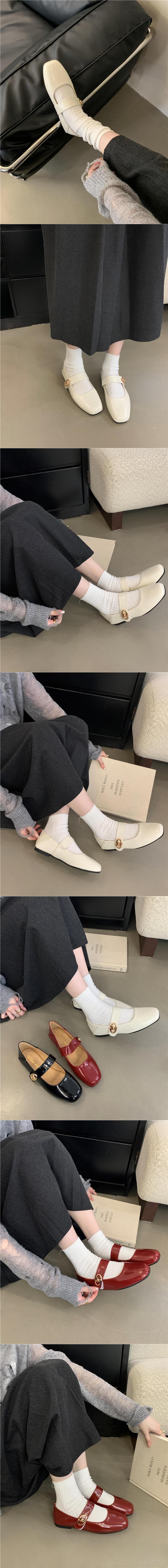 Product Introduction of Fall 2025 New French Retro Square Toe with Velcro Mary Jane Shallow Mouth Flat Pumps Women's Spring and Autumn 3