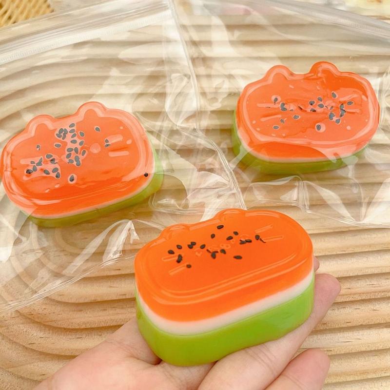 Product Introduction of Cute Squishy Squeeze Toy Slow Rebound Cat Paw Relief Gift Simulated Watermelon Stretch Toys Adult Kids 16