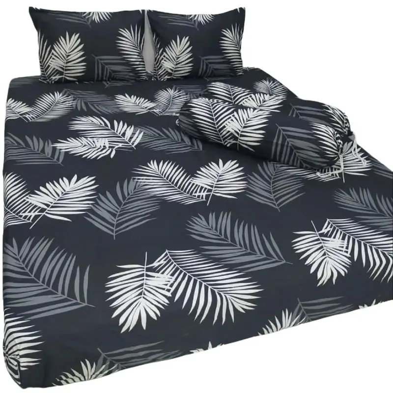 SPREI MOTIF BLACK PALM BERKWALITAS ADEM Bantal Guling Karet Sarung Kain 0