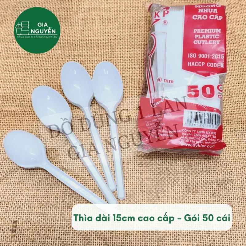 Thìa Nhựa Dài Màu Trắng Cao Cấp Dùng Ăn Chè, Cháo, Súp,... 6
