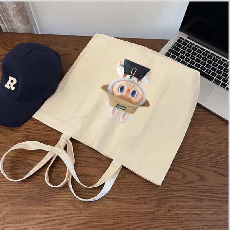 Túi tote Labubu Capy Bara túi vải canvas phong cách Hàn quốc có khóa miệng ngăn phụ bên trong thời trang ulzzang Bag Nữ Chữ Nhật Hình Chữ Nhật Đeo Vai Da 5