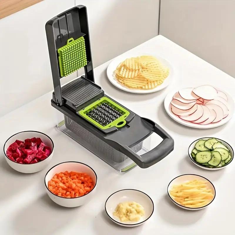 Multifunctional Vegetable Chopper, 16pcs/set Vegetable Cutter with Container, Kitchen Vegetable Fruit Slicer for Home Dining Room Barbecue 0