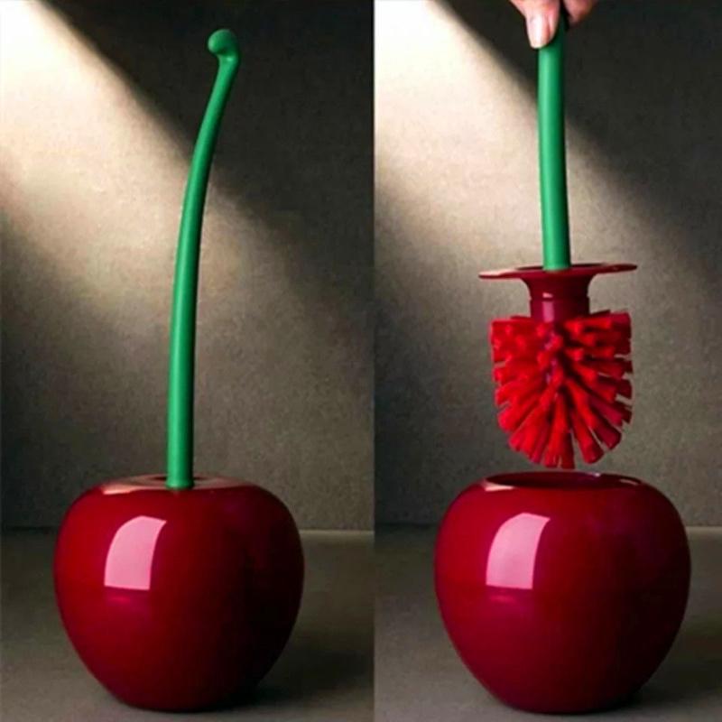 Product Introduction of 1pc Cherry-Shaped Toilet Brush With Holder - Easy-Clean, Durable Bristles – Freestanding, Compact Design for Modern Bathroom Decor & Improved Hygiene 2
