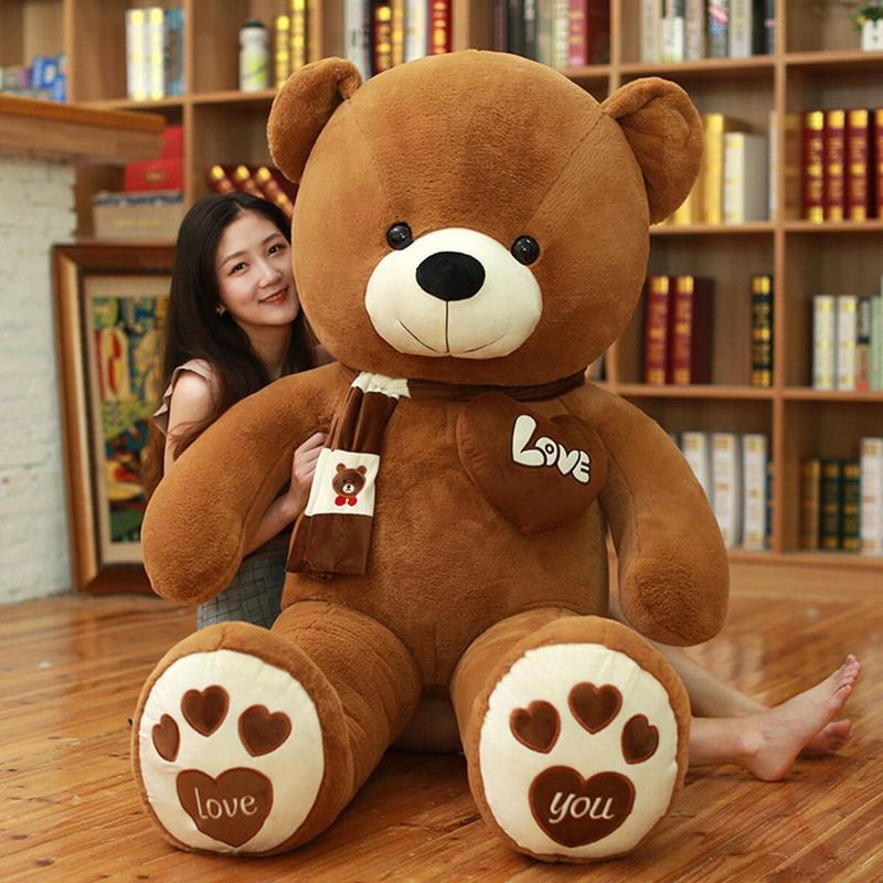 Gấu bông to Teddy quàng khăn chất liệu vải nhung Hàn Quốc gối ôm thú hình thú siêu to cute
