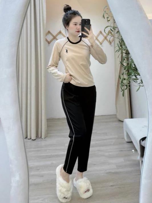 Bộ Thu Đông Dài Tay Nữ Umi Xleo Cổ Tròn Phối Viền Thêu Ngựa - Chất Liệu Mềm, Mịn, Thoáng, Không Phai Mầu Women 4