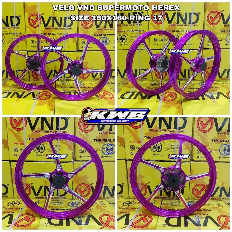 Velg vnd supermoto herex surex crf klx ukuran 160x160 Ring 17 original VND di pnp kan ke motor super moto herex KLX / CRF disc depan lubang 4 disc belakang lubang 5 1