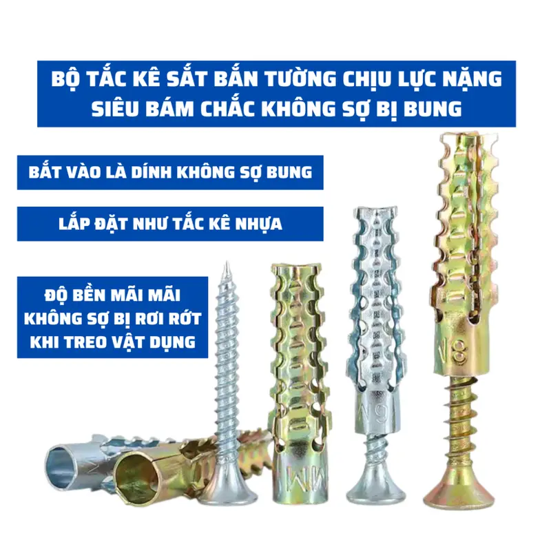 Combo 10 Bộ Tắc Kê Sắt + Vít Chịu Lực Cực Tốt Không Sợ Bung Và Rơi Rớt Mọi Vật Dụng Treo Tường Sau Khi Lắp Đặt K243 0