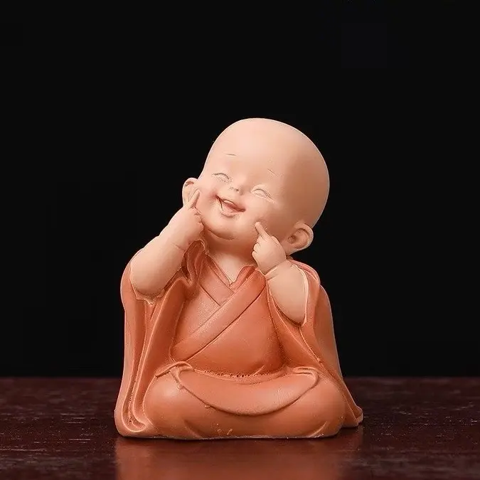 ￼TƯỢNG CHÚ TIỂU MINI ÁO NÂU - Bộ Tượng 3 Chú Tiểu An Vui An Nhiên Bình Yên Tam Không - Chú Tiểu Trang Trí Ô Tô Để Bàn Làm Việc Bàn Học . Decor Trang Trí Trang Trí Nhà Decor Phòng Đồng 1