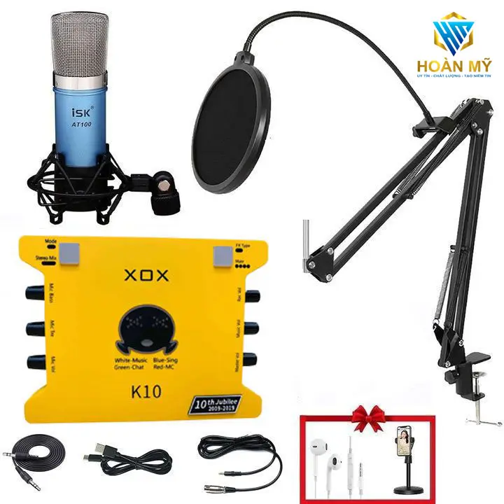 Trọn Bộ SoundCard K10 Và Mic AT100 loại 1 , Chuyên Thu Âm Và Hát Livestream