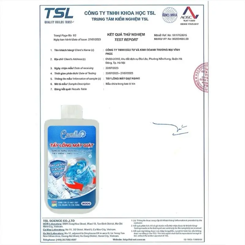 Tẩy Lồng Máy Giặt Cao Cấp Camilla 300gr - Tẩy Sạch Nấm Mốc, Khử Mùi Hôi Hiệu Quả 99% bột  vệ  sinh  lồng  giặt 3