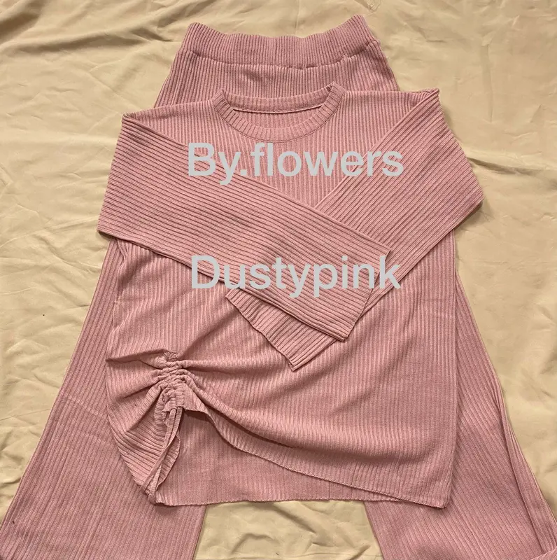 ZIVA KRUTY ONE SET RAJUT OVERSIZE JUMBO LENGAN PANJANG Atasan Baju Celana Kulot Serut Wanita  Setelan Muslim  Dewasa Bawahan Airflow Crinkle 7