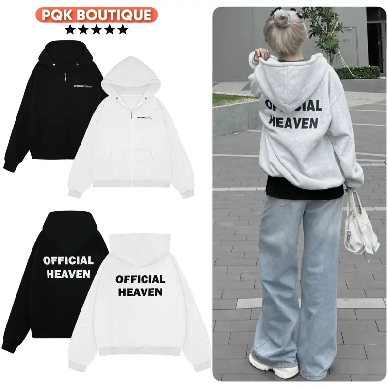 Áo Khoác Nỉ Zip Unisex Form Rộng HEAVEN BASIC - Pqk Boutique 0