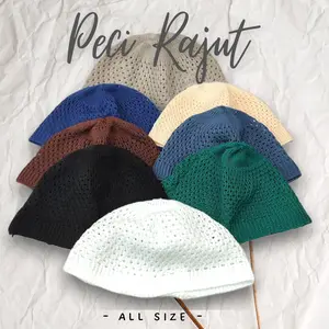 Peci Rajut Putih Polos Murah Grosir Peci Kopiah Putih Dewasa Muslim