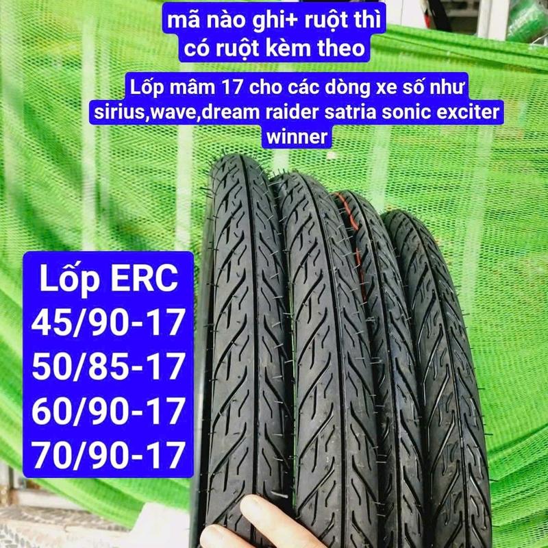 ERC Lốp Độ Mâm 17 Size 70 60 50 45 Cho Xe Sirius Wawe Dream Raider Satria Sonic Exciter Winner - Phụ Kiện Vỏ Quick Bánh Lốp Chất Liệu Cao Cấp Gai Phượng Hoàng Đẹp