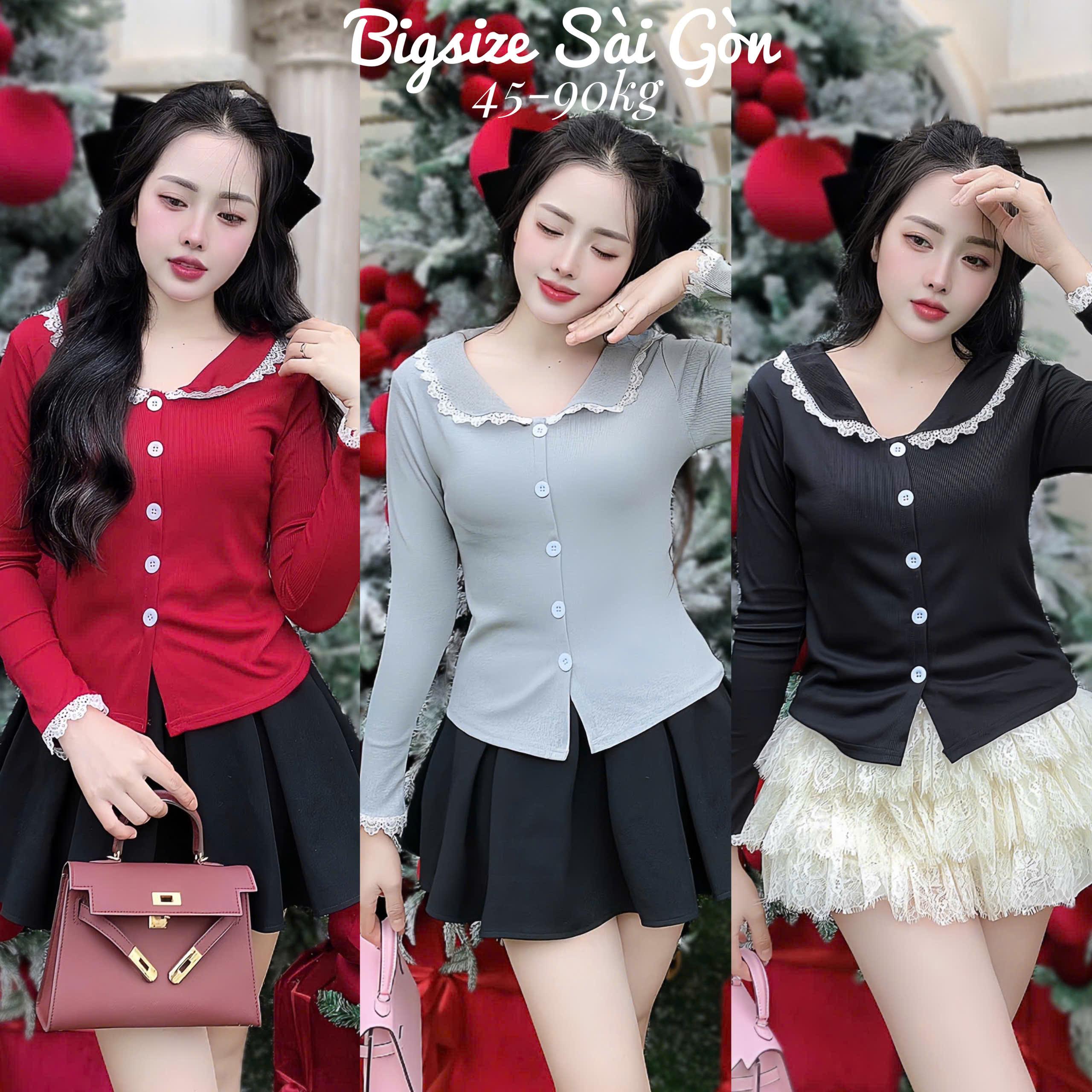 Áo Thun Cổ Bẻ Vải Nỉ Tăm Ấm Áp Cho Mùa Noel 45- 90Kg Bigsize Dễ Thương Top Nữ Women - B.1443
