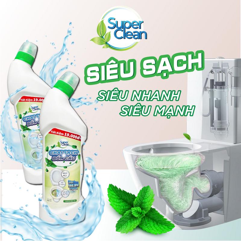 (LIVE) Chai sạch bồn cầu Super Clean 800ml, Tẩy sạch mảng bán, Loại bỏ vết bẩn, Hương thơm tự nhiên Làm Sạch Nước Rửa Chén Kem chai  xả nước  cọ chai  sạch