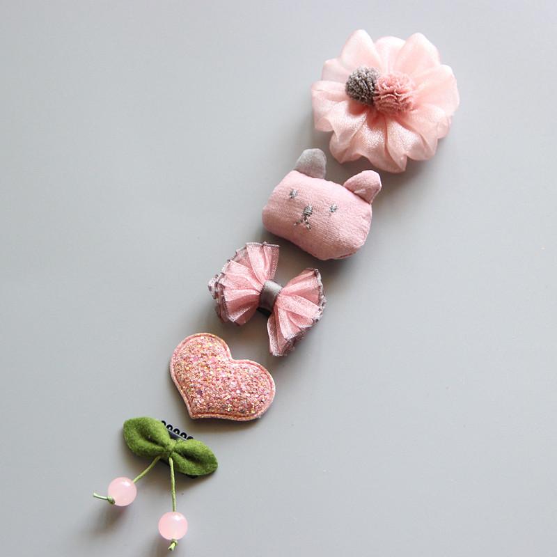 Product Introduction of Korean hand-made baby hairpin edge clip Baby hair clip Children's headdress hairpin Princess hairpin five-piece set 5