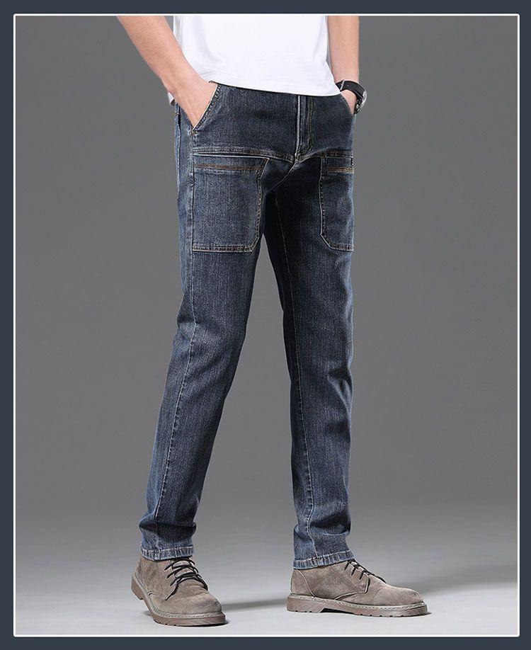 Product Introduction of Six-Pocket Men's Jeans Summer Super Elastic Straight Loose Elastic Zipper Pants Multi-Pocket Cargo Pants Men's Hard-Wearing Shorts 16