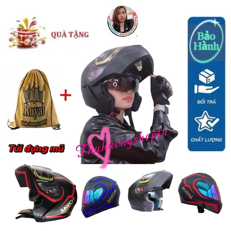 Mũ Bảo Hiểm Fullface Lật Hàm M179 Royal 2 Lớp  kính (Tặng Kèm Túi Rút ) Helmet