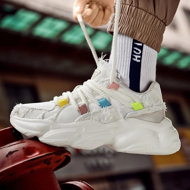 Anpassa Dammode Läder Sport Promenader Sneakers Chunky Höjd Ökad Hiss Fritidslöpare Skor för män Tränare Träning_voghion.com