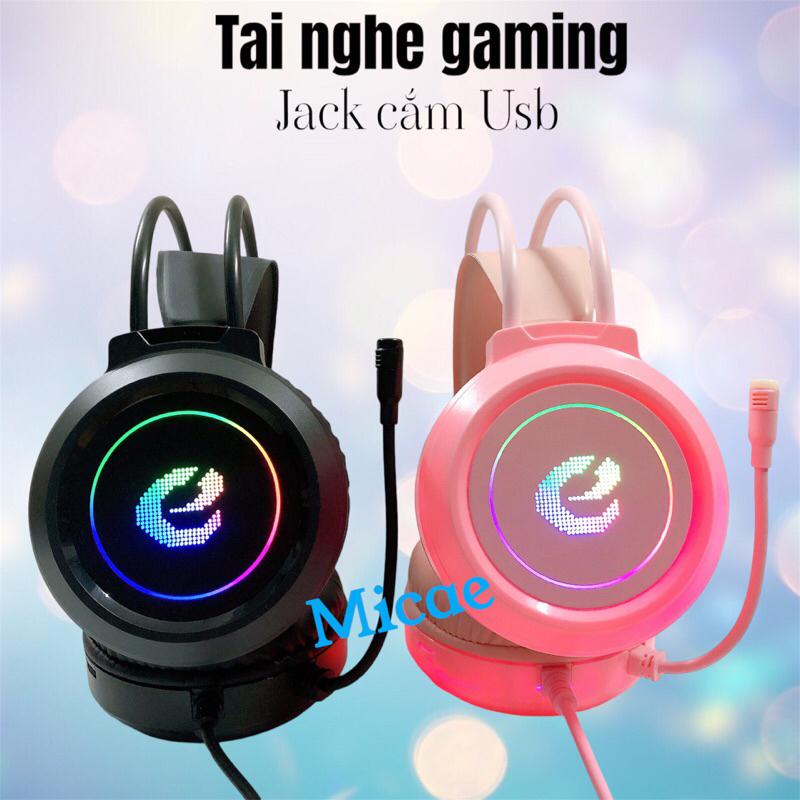 Tai Nghe Máy Tính Gaming Chụp Tai Có Mic Jack Cắm USB Âm Thanh 7.1 Cao Cấp Bass Cực Hay Cho Pc,Laptop MICAE