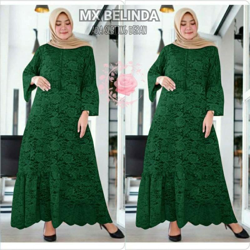 indobest MX BELINDA JUMBO 5XL 4XL/3XL/2XL/XL/ BUSUI / BRUKAT GAMIS DRESS WANITA / BAJU PESTA LENGAN PJG 3