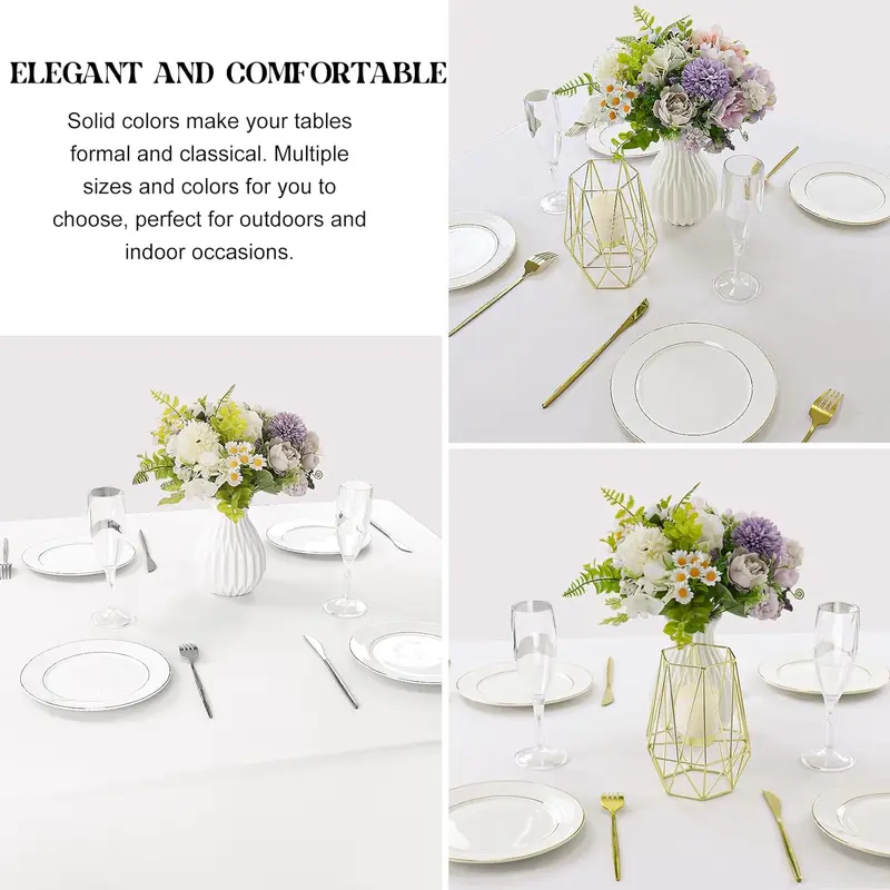 Solid Color Round Tablecloth, Waterproof & Stain-proof Tablecloth, Durable Tablecloth for Dining Room, Party & Wedding 8