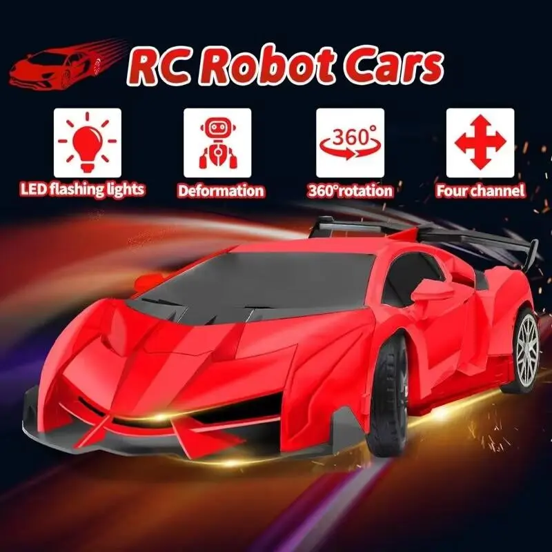 Remote Control Transformer Robot Car, 1 Box Multifunctional Remote Control Car, Cool Light Race Car Toy, Birthday Gift for Boys & Girls, Christmas Gift 4
