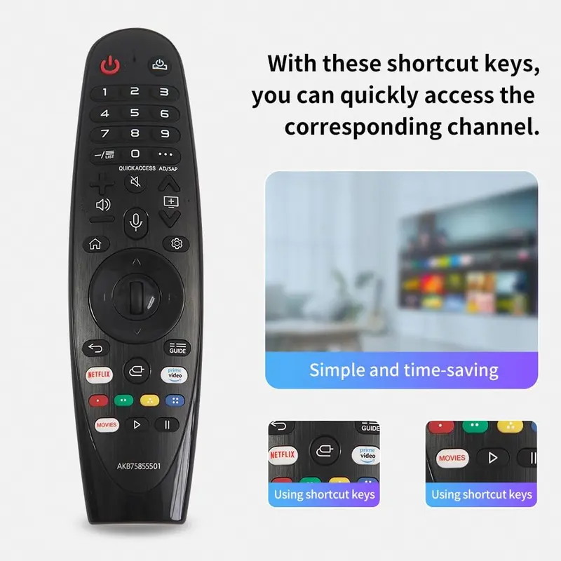 Điều khiển từ xa thay thế, cho TV thông minh LG, Điều khiển từ xa hồng ngoại, Phù hợp với nhiều mẫu TV thông minh LG, Không có chức năng giọng nói, Không có chức năng con trỏ 5