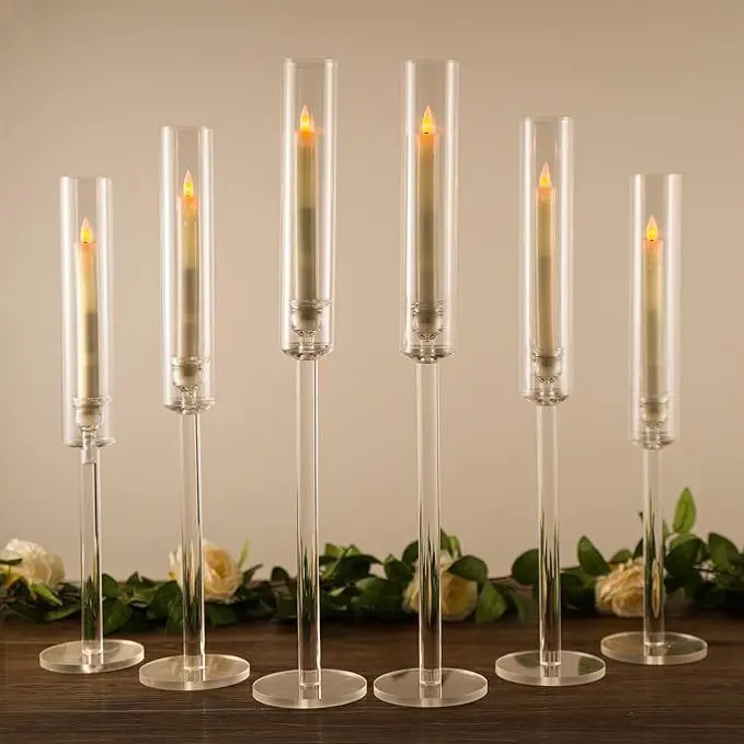 Hiasan Tempat Lilin Kaca Transparant Set / Candle Holder Set 3 Pcs 5137