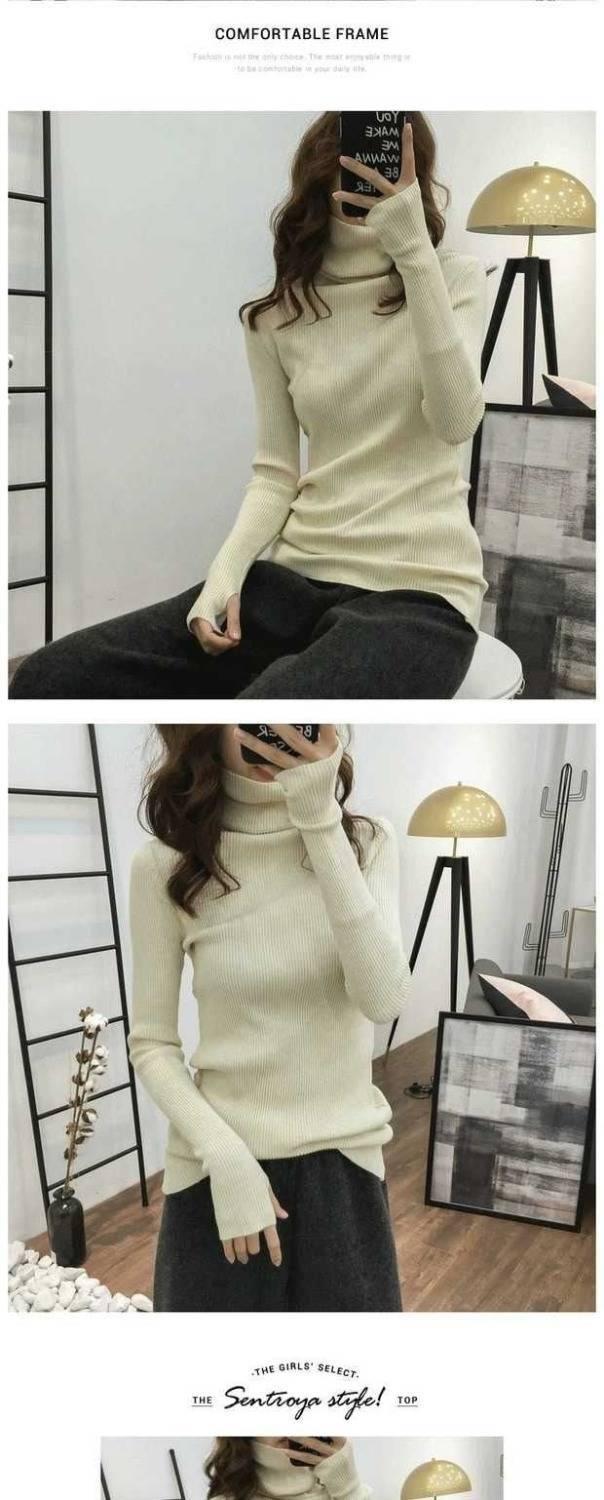 Product Introduction of Áo Len Cổ Lọ Màu Trơn Phong Cách Hàn Quốc, Áo Len Mỏng, Áo Len Mỏng, Áo Dưới 6