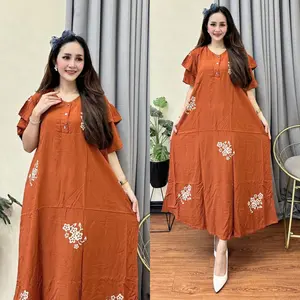 Dress Busui Lengen Tumpuk - Daster Wanita Jumbo Tali Samping Motif Bunga