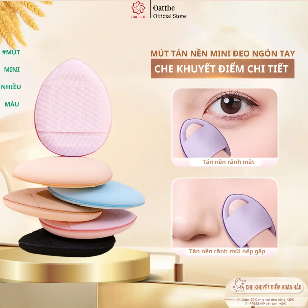 Mút tán kem nền đeo ngón tay mini mút mềm mịn dàn nền chi tiết